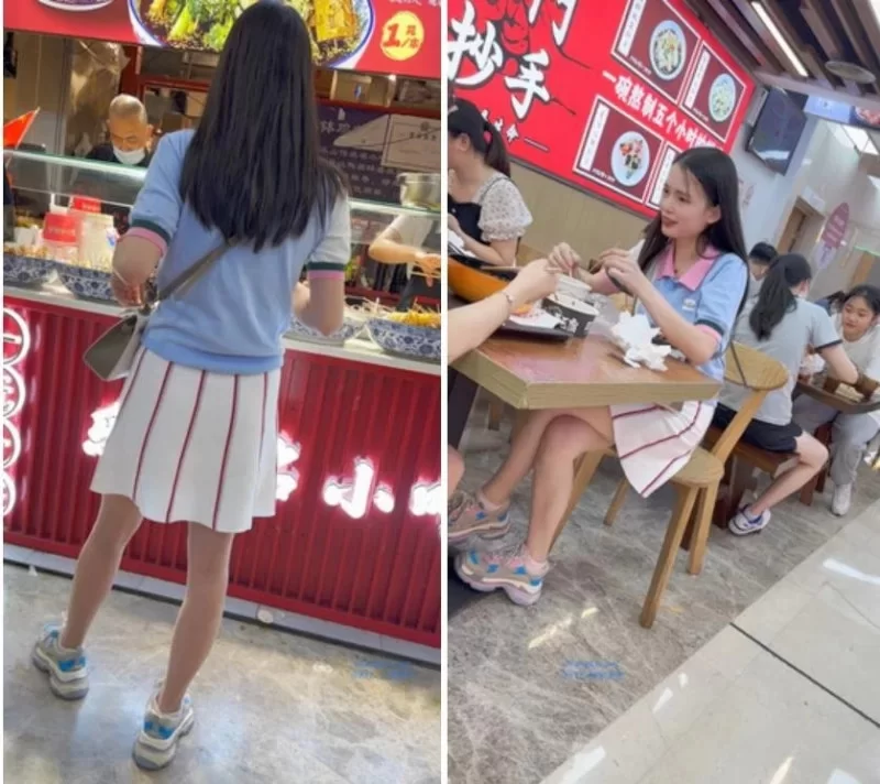短裙靓女逛街粉色透明内内露出一片黑森林❤️极品华伦. [1V-345MB]